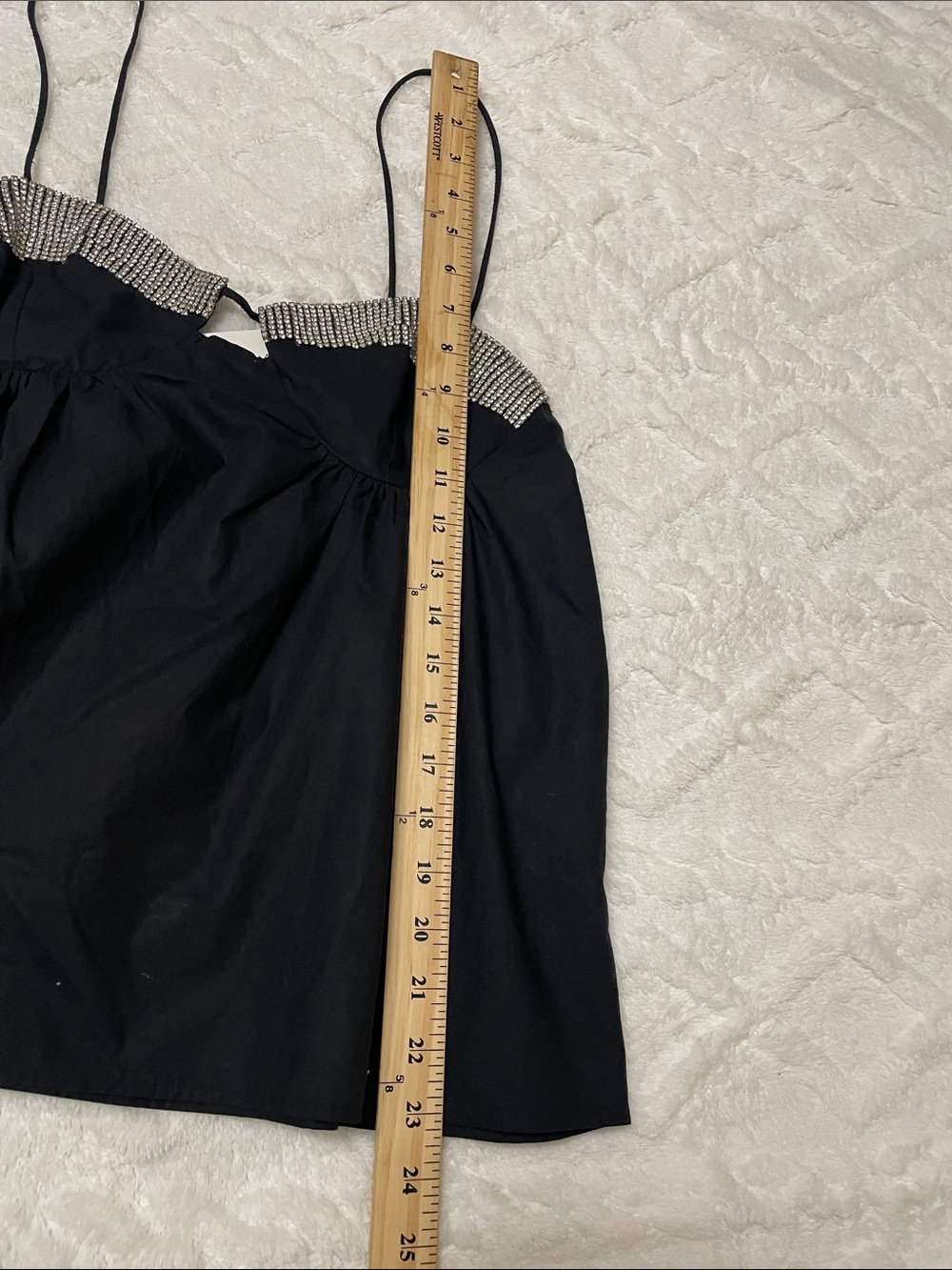 Zara Women’s Black Rhinestone Poplin Spaghetti-Strap  Medium - Picture 5 of 9